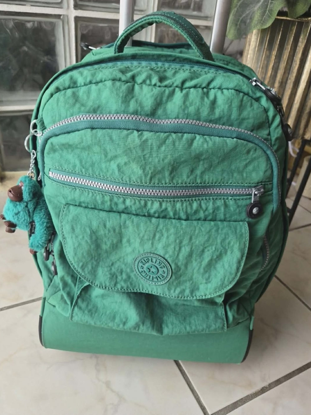 Kipling Green Rolling  Backpack